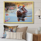 Hippopotamus Mighty Hippo Pastoral - Gray Hippopotamus Wall Art