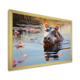Hippopotamus Mighty Hippo Pastoral - Gray Hippopotamus Wall Art