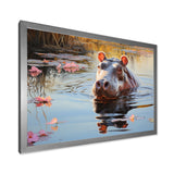 Hippopotamus Mighty Hippo Pastoral - Gray Hippopotamus Wall Art