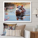Hippopotamus Mighty Hippo Pastoral - Gray Hippopotamus Wall Art