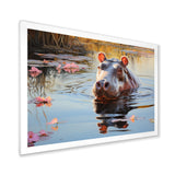 Hippopotamus Mighty Hippo Pastoral - Gray Hippopotamus Wall Art