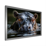 Hippopotamus Portrait Monochrome - Hippopotamus Framed Canvas Art