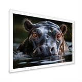 Hippopotamus Portrait Monochrome - Hippopotamus Framed Canvas Art