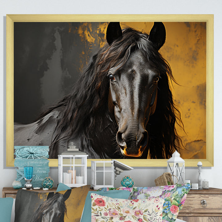 Yellow Horse Bold Elegance - Horse Living Room Wall Art