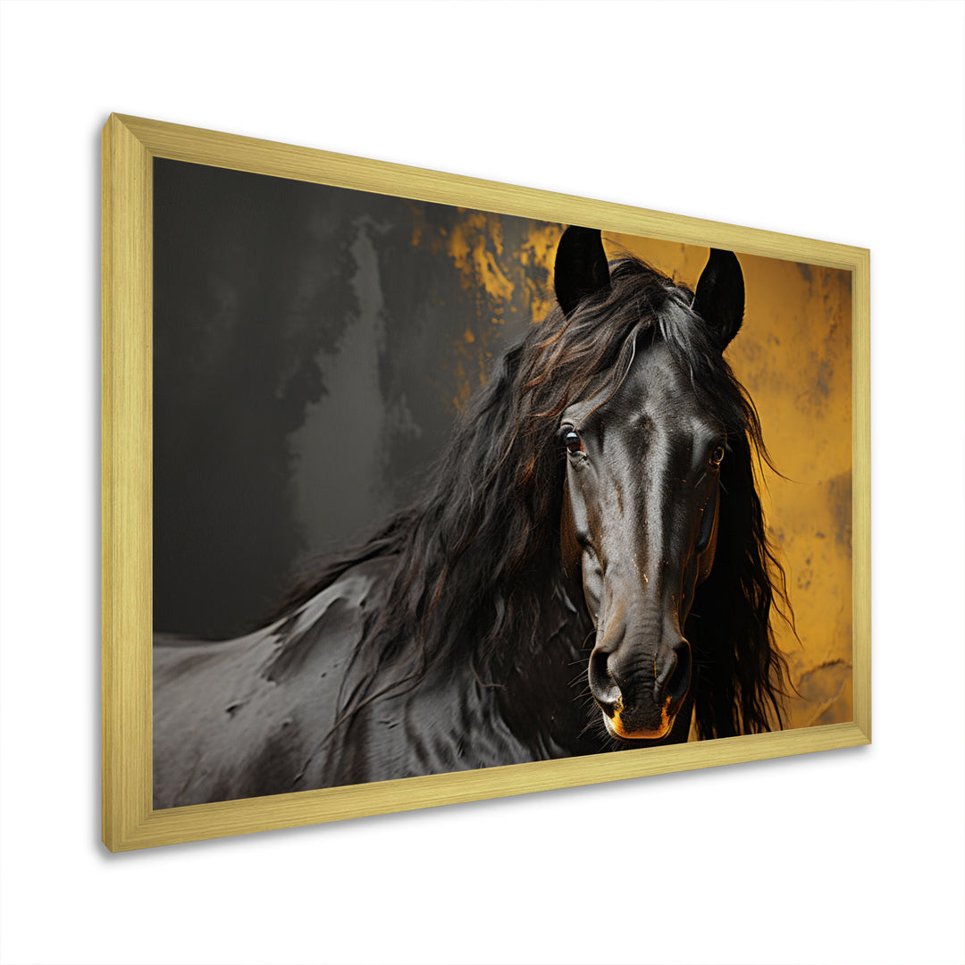 Yellow Horse Bold Elegance - Horse Living Room Wall Art