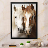 White And Brown Horse Dynamic Duo V - Animals Canvas Wall Art