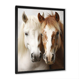 White And Brown Horse Dynamic Duo V - Animals Canvas Wall Art