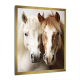 White And Brown Horse Dynamic Duo V - Animals Canvas Wall Art