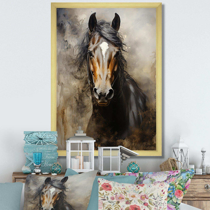 White Horse Equestrian Duality I - Animals Canvas Wall Art