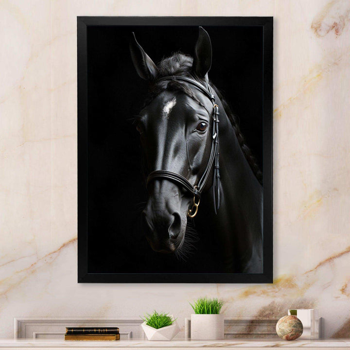 Black And White Horse Elegance - Animals Canvas Wall Art