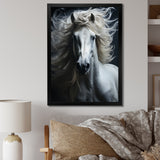 White Horse Fierce Intensity - Horse Wall Art Prints