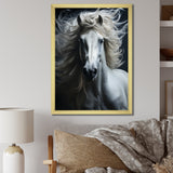 White Horse Fierce Intensity - Horse Wall Art Prints