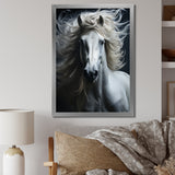 White Horse Fierce Intensity - Horse Wall Art Prints
