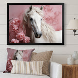 Pink White Horse Gentle Beauty - Pink Horse Wall Art