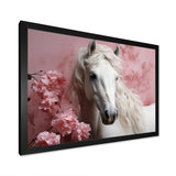Pink White Horse Gentle Beauty - Pink Horse Wall Art