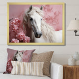 Pink White Horse Gentle Beauty - Pink Horse Wall Art