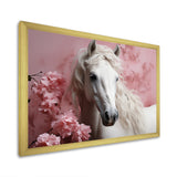 Pink White Horse Gentle Beauty - Pink Horse Wall Art