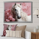 Pink White Horse Gentle Beauty - Pink Horse Wall Art