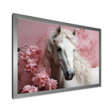 Pink White Horse Gentle Beauty - Pink Horse Wall Art