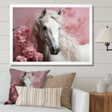 Pink White Horse Gentle Beauty - Pink Horse Wall Art