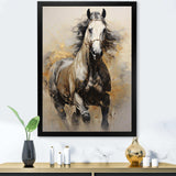 Beige Horse Golden Equestrian Pointillism - Animals Canvas Wall Art