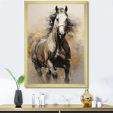 Beige Horse Golden Equestrian Pointillism - Animals Canvas Wall Art