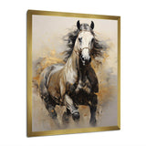 Beige Horse Golden Equestrian Pointillism - Animals Canvas Wall Art