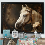 White Beige Horse Majestic Duality - Horse Large Canvas Wall Art