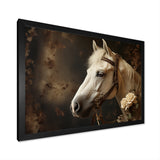 White Beige Horse Majestic Duality - Horse Large Canvas Wall Art
