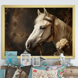 White Beige Horse Majestic Duality - Horse Large Canvas Wall Art