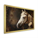 White Beige Horse Majestic Duality - Horse Large Canvas Wall Art
