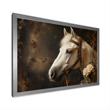 White Beige Horse Majestic Duality - Horse Large Canvas Wall Art