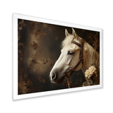 White Beige Horse Majestic Duality - Horse Large Canvas Wall Art