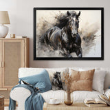 Grey Horse Majestic Monochrome Pointillism - Animals Canvas Wall Art