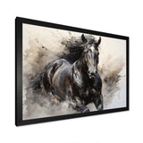 Grey Horse Majestic Monochrome Pointillism - Animals Canvas Wall Art