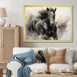 Grey Horse Majestic Monochrome Pointillism - Animals Canvas Wall Art