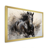 Grey Horse Majestic Monochrome Pointillism - Animals Canvas Wall Art