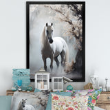 Grey Horse Mystical Encounter - Horse Canvas Wall Art