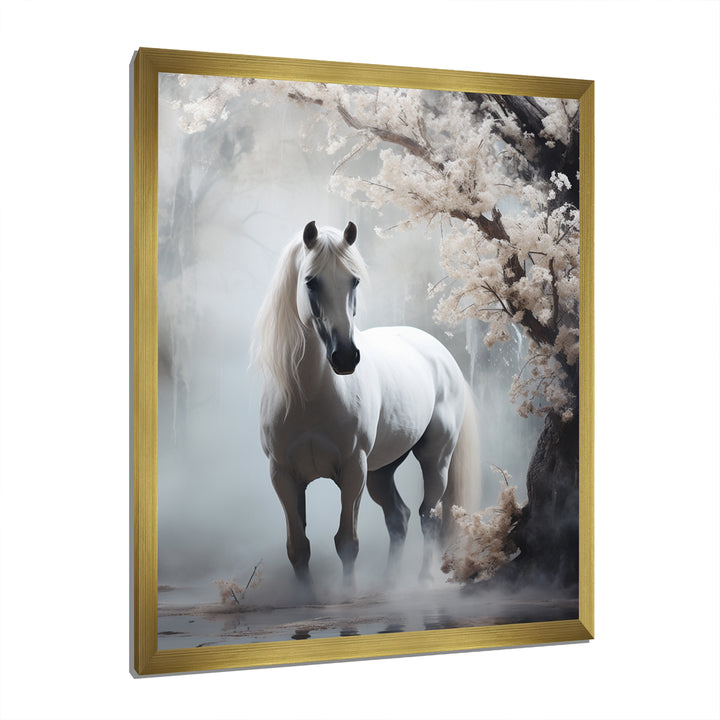 Grey Horse Mystical Encounter - Horse Canvas Wall Art