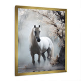 Grey Horse Mystical Encounter - Horse Canvas Wall Art