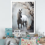 Grey Horse Mystical Encounter - Horse Canvas Wall Art