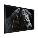 Black White Horse Portrait - Horse Canvas Wall Art
