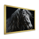 Black White Horse Portrait - Horse Canvas Wall Art