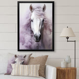 Pink White Horse Contours - Horse Wall Art Prints
