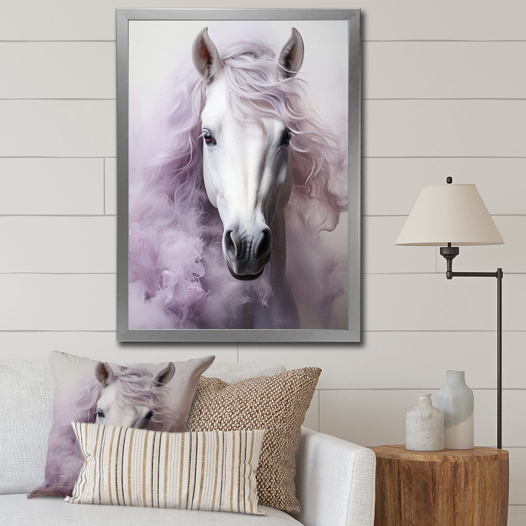 Pink White Horse Contours - Horse Wall Art Prints