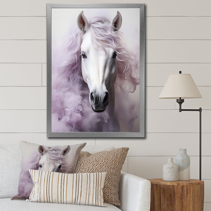 Pink White Horse Contours - Horse Wall Art Prints