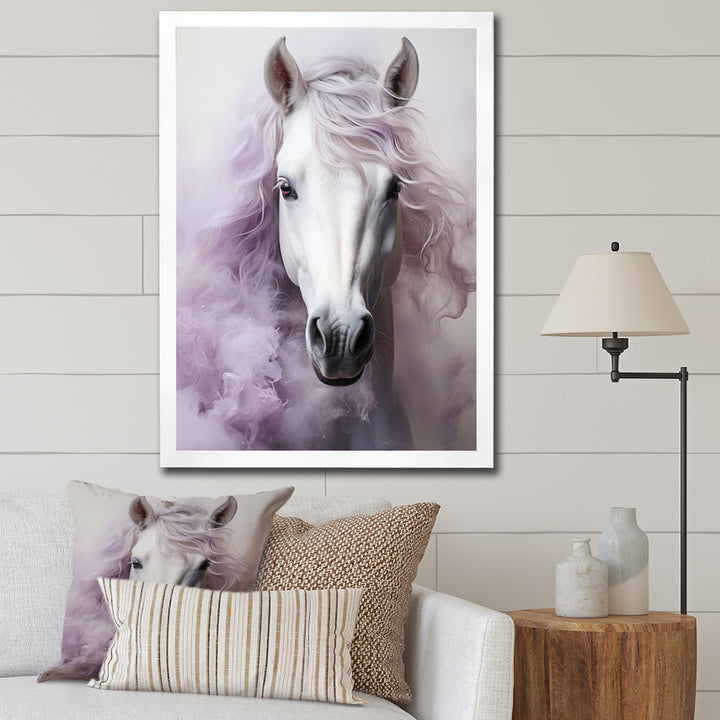 Pink White Horse Contours - Horse Wall Art Prints
