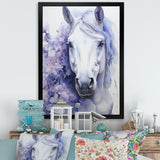 Purple White Horse Contours Pointillism - Horse Wall Art Prints