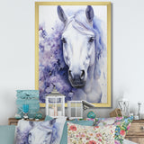 Purple White Horse Contours Pointillism - Horse Wall Art Prints