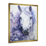 Purple White Horse Contours Pointillism - Horse Wall Art Prints